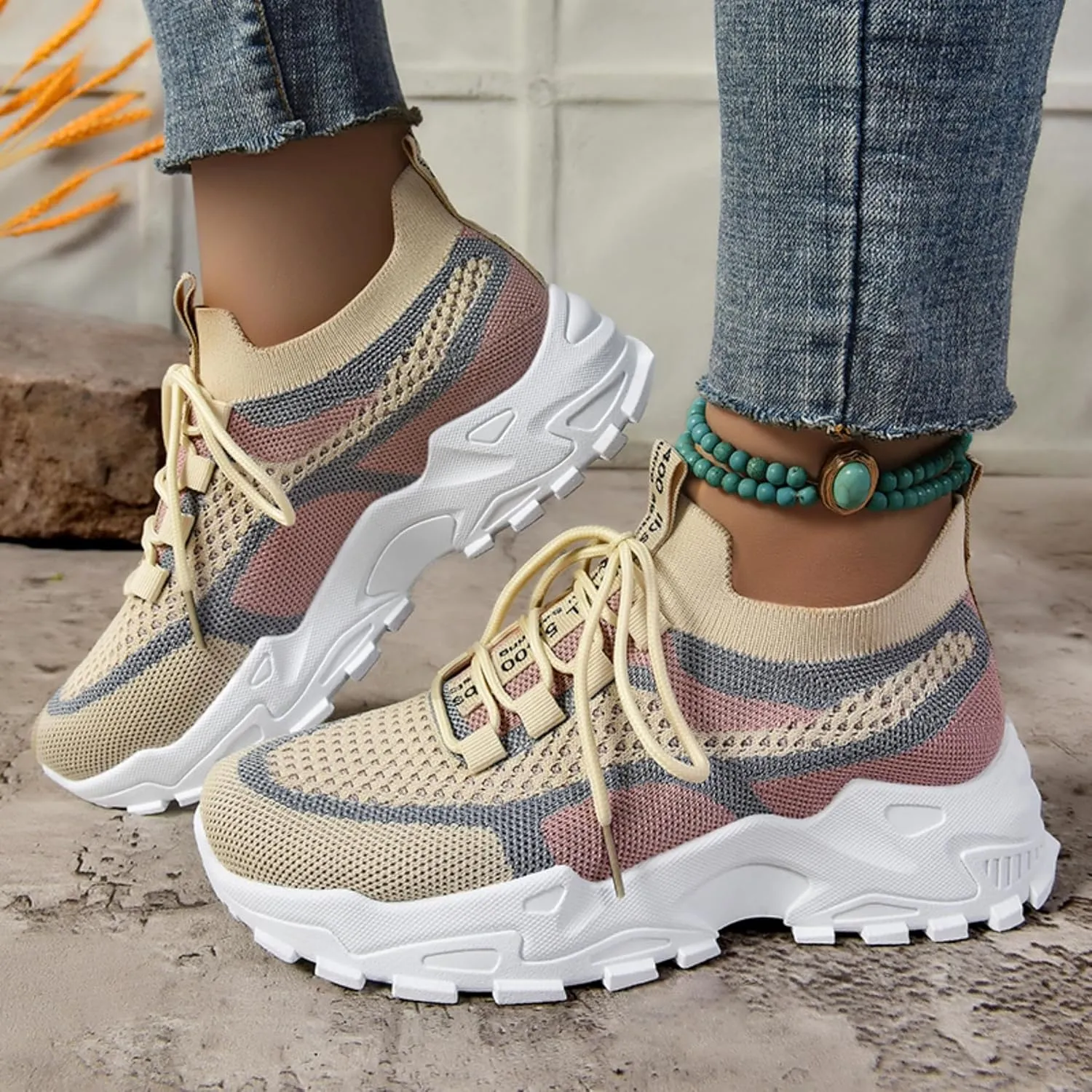 Women’s Casual Sneakers Slip-Resistant Lightweight Breathable Shoes for Walking, Gym, Travel | Flexible Sock Design with Abrasion-Resistant Sole