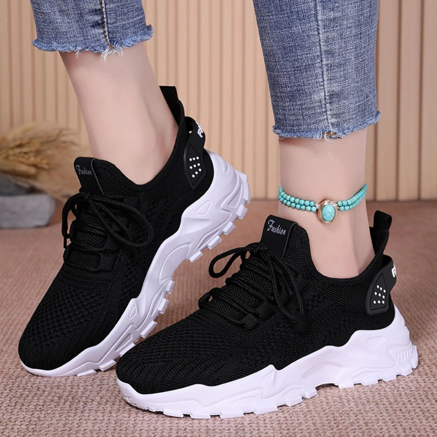 Women’s Casual Sneakers Slip-Resistant Lightweight Breathable Shoes for Walking, Gym, Travel | Flexible Sock Design with Abrasion-Resistant Sole