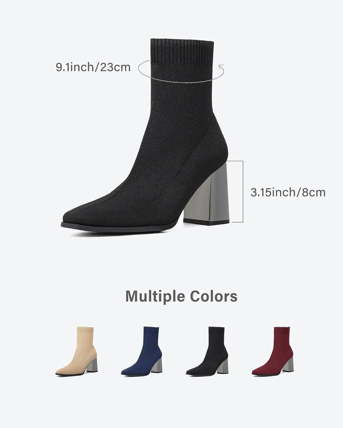 Women's Commute Square Toe Chunky Heeled Ankle Boots