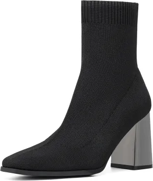 Women's Commute Square Toe Chunky Heeled Ankle Boots