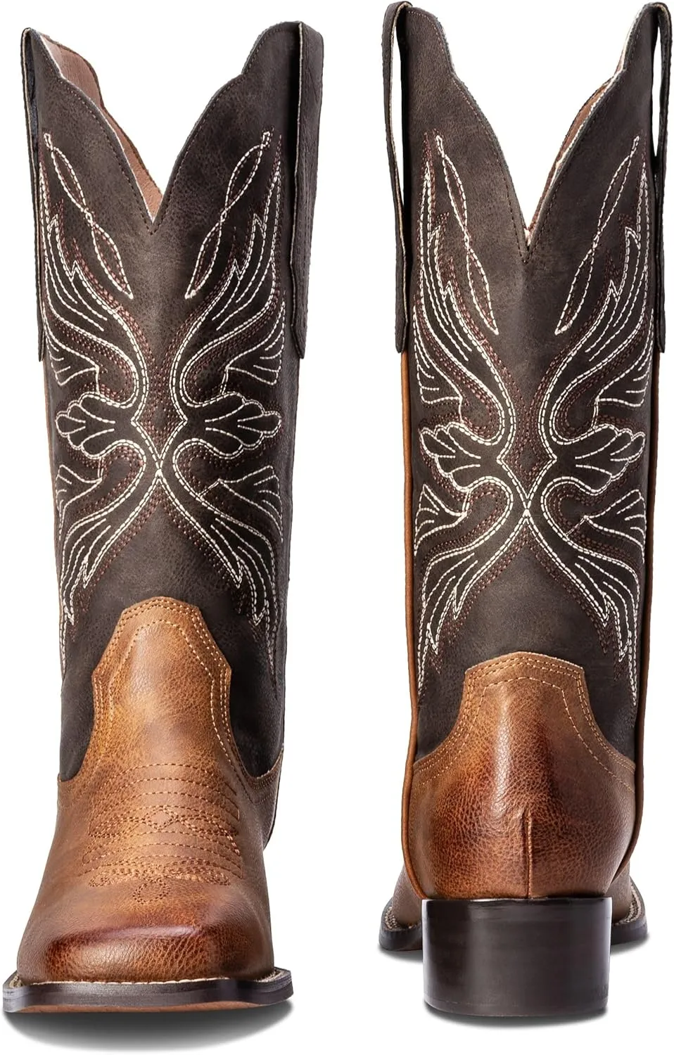 Womens Cowboy Boots Square Toe Wide Mid Calf Cowgirl Boots Fashion Western Ladies Boots Low Block Heel US 6-11