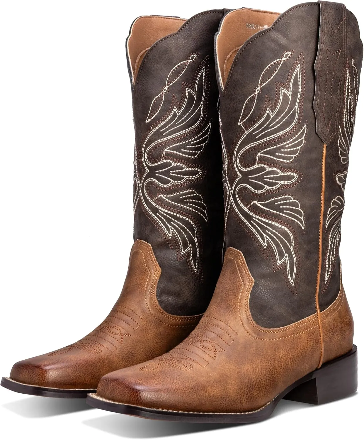 Womens Cowboy Boots Square Toe Wide Mid Calf Cowgirl Boots Fashion Western Ladies Boots Low Block Heel US 6-11