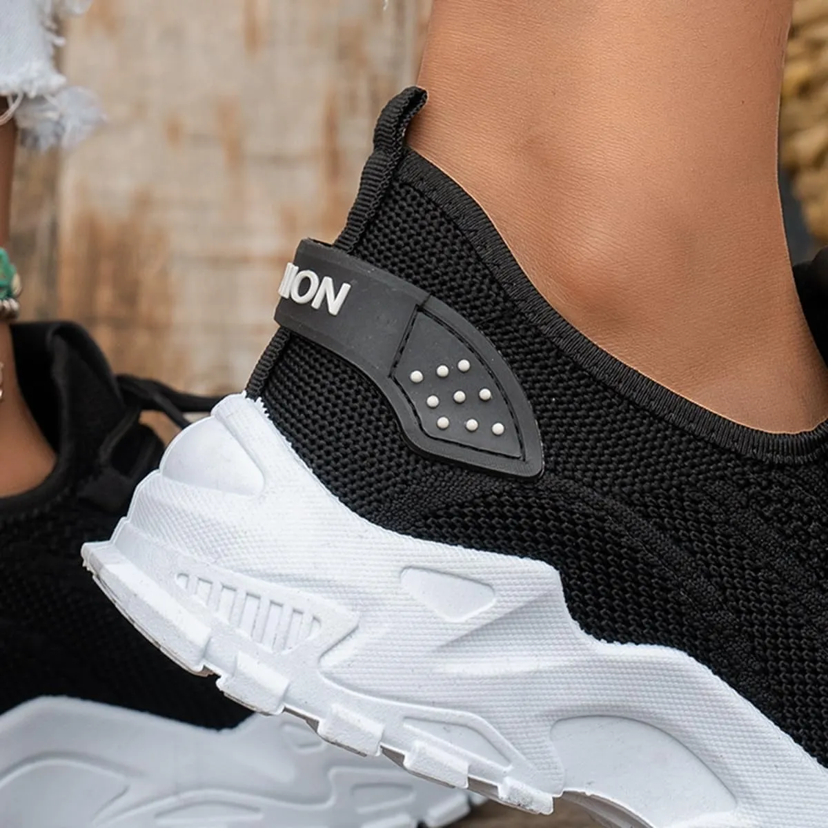 Women’s Fashion Athletic Sneakers - Breathable Mesh Lace - Up Shoes with White Sole and Stylish Accents​