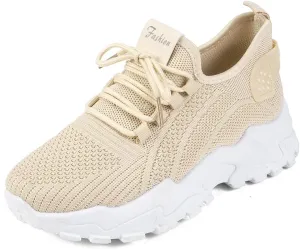 Women’s Fashion Athletic Sneakers - Breathable Mesh Lace - Up Shoes with White Sole and Stylish Accents​