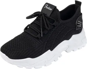 Women’s Fashion Athletic Sneakers - Breathable Mesh Lace - Up Shoes with White Sole and Stylish Accents​