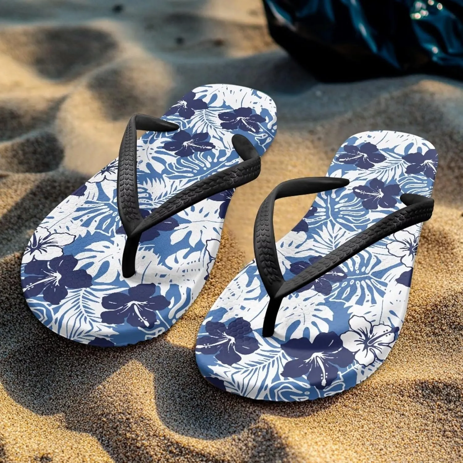 Women's Flip Flops Hawaiian Hibiscus Thong Sandals Comfortable Summer Beach Walking Slippers Shower Shoes