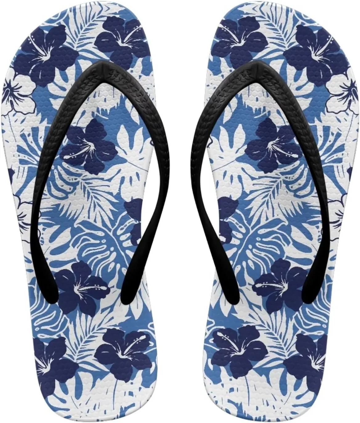Women's Flip Flops Hawaiian Hibiscus Thong Sandals Comfortable Summer Beach Walking Slippers Shower Shoes
