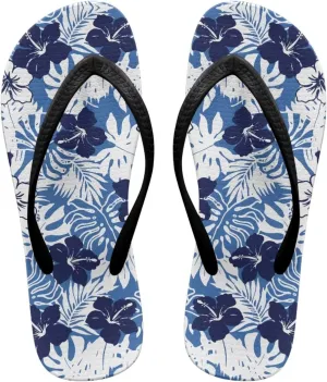 Women's Flip Flops Hawaiian Hibiscus Thong Sandals Comfortable Summer Beach Walking Slippers Shower Shoes