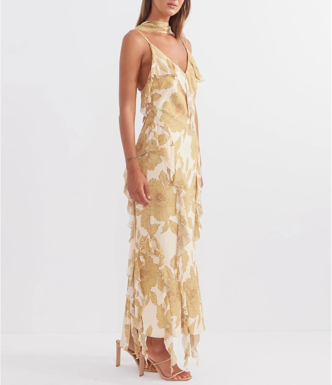 Womens Floral Spaghetti Strap Maxi Dress Y2k Backless Sleeveless Tube Dresses Sexy Vacation Going Out Beachwear