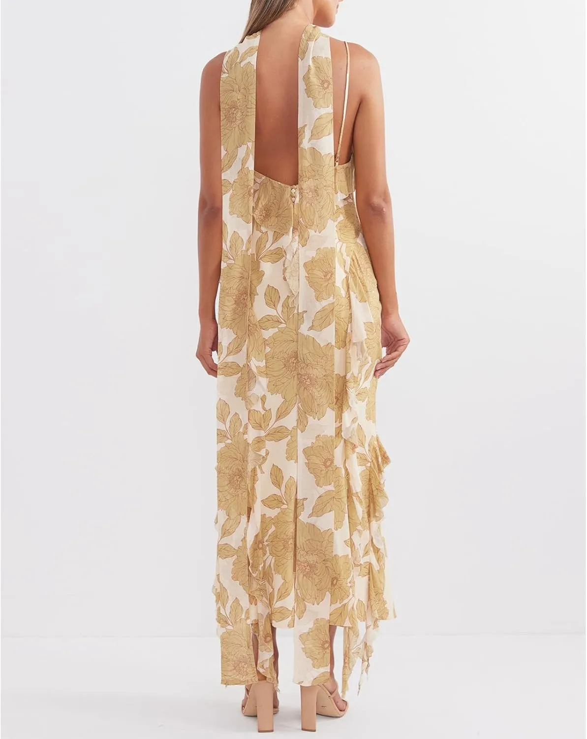 Womens Floral Spaghetti Strap Maxi Dress Y2k Backless Sleeveless Tube Dresses Sexy Vacation Going Out Beachwear