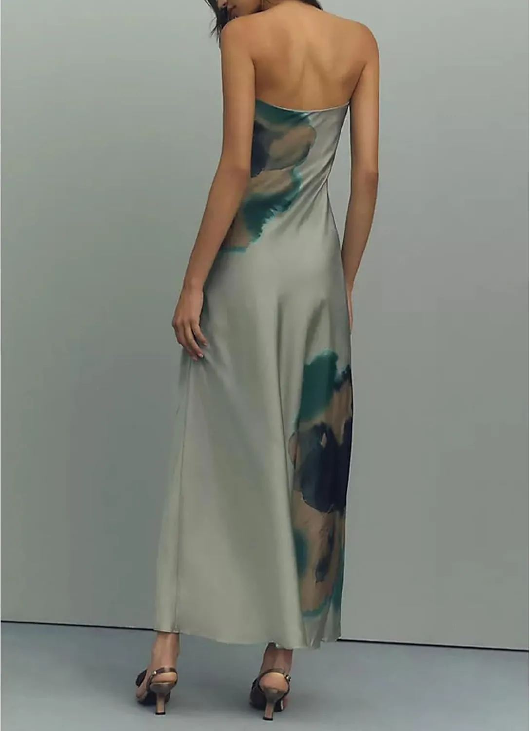 Womens Floral Strapless Bodycon Maxi Dress Sexy Backless Long Tube Dress Y2K Off Shoulder Summer Beach Dress