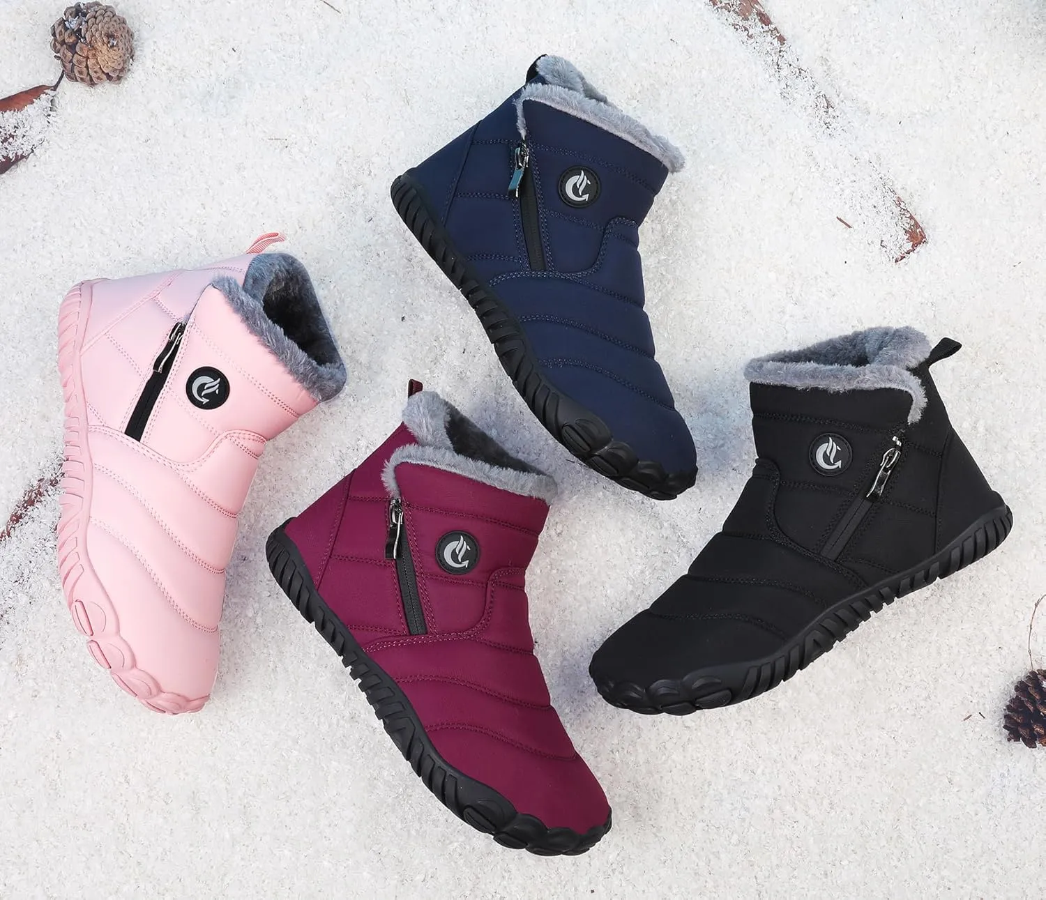 Womens Fur Lined Snow Boots Ladies Warm Winter Boots Non Slip Outdoor Boot Fashion Zip Booties