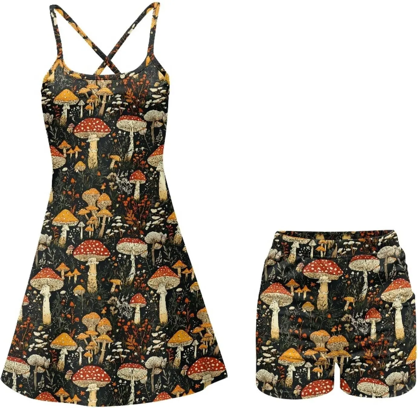 Womens Golf Dress with Tummy Control Athletic Dress with Shorts 2 Piece Golf Outfits