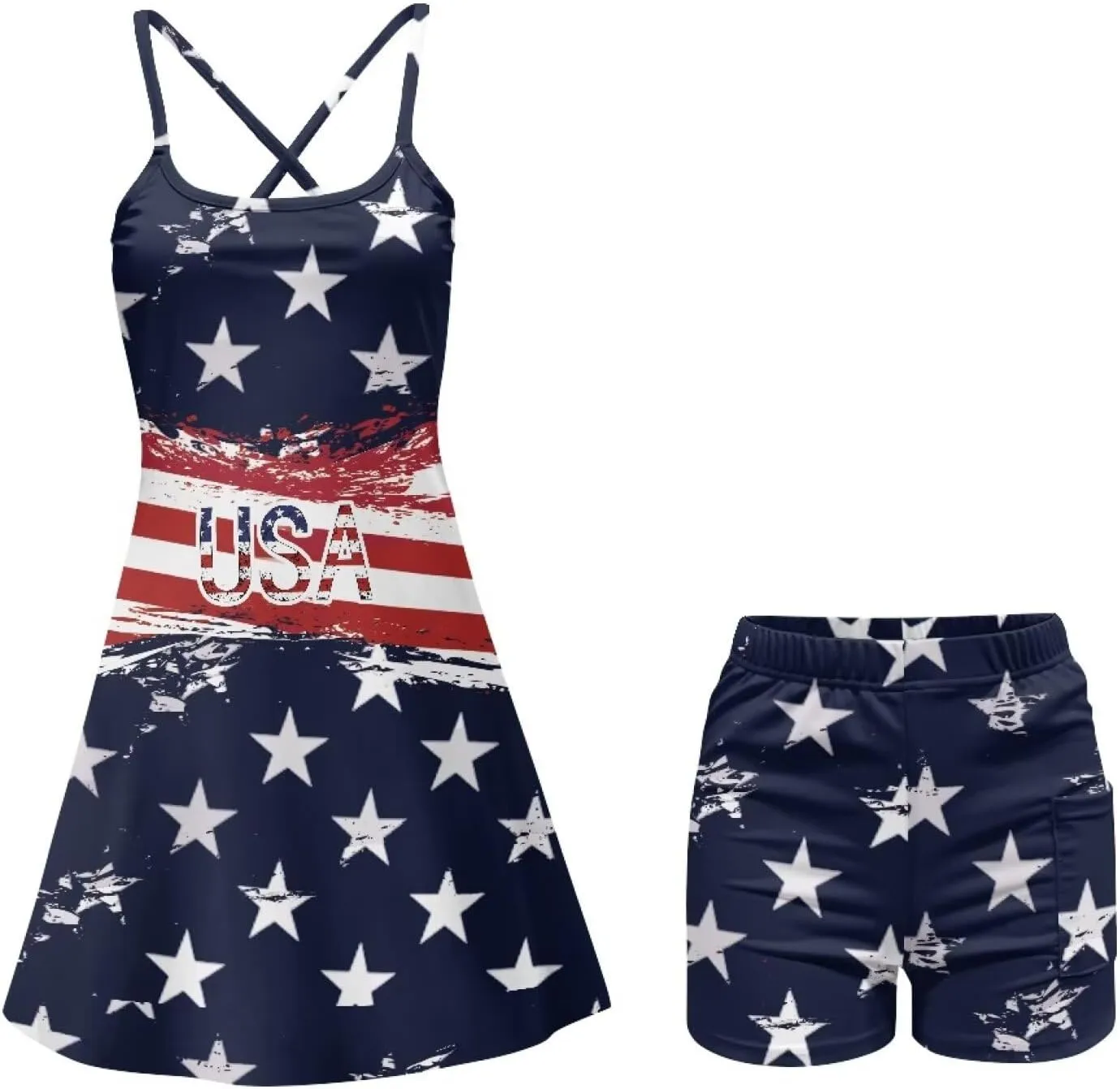 Womens Golf Dress with Tummy Control Athletic Dress with Shorts 2 Piece Golf Outfits