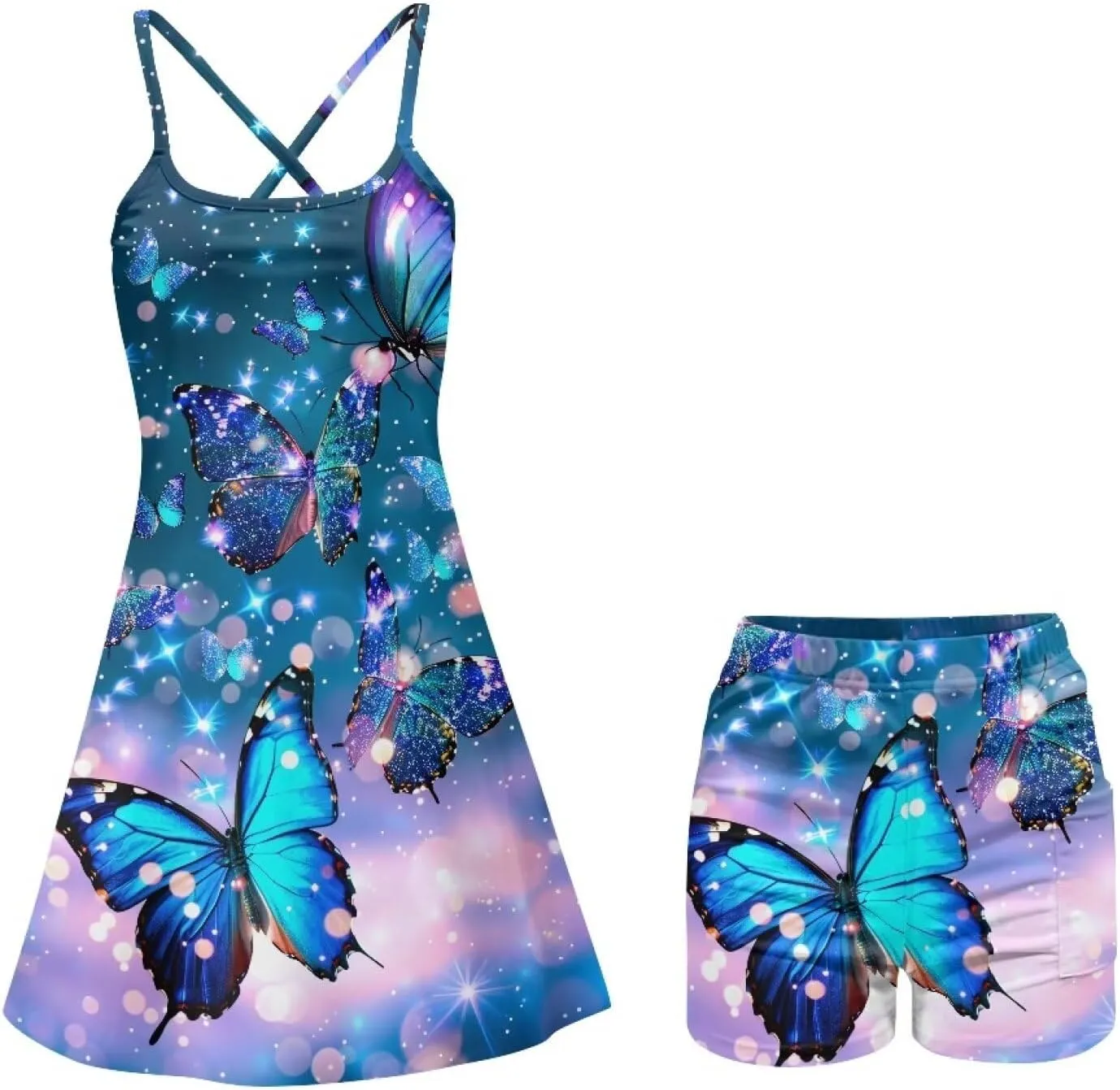 Womens Golf Dress with Tummy Control Athletic Dress with Shorts 2 Piece Golf Outfits