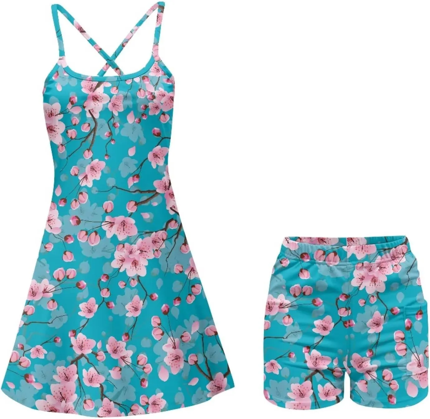 Womens Golf Dress with Tummy Control Athletic Dress with Shorts 2 Piece Golf Outfits