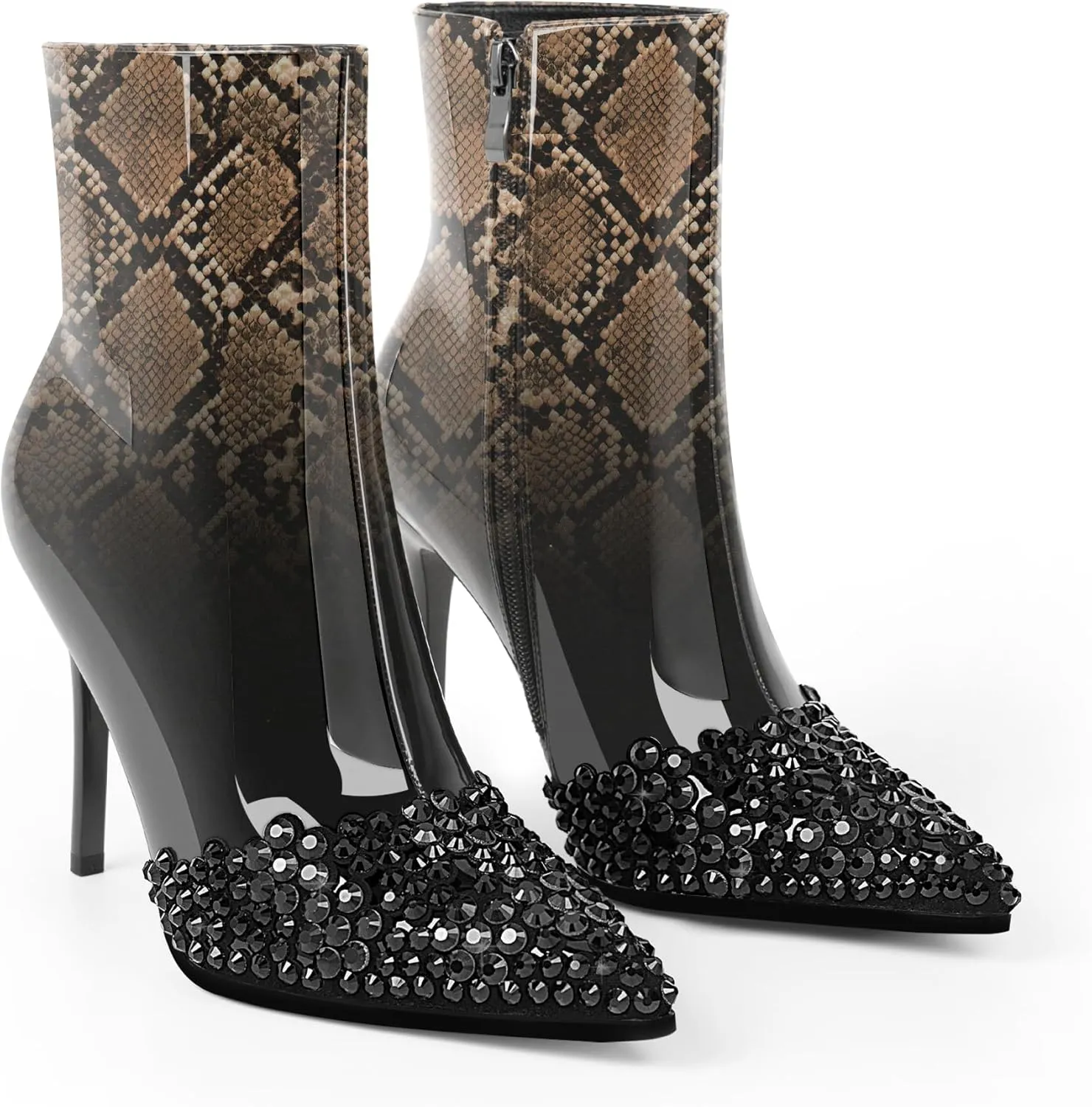Women's High Heel Sexy Ankle Boots Rhinestone Pointed Toe Shoes