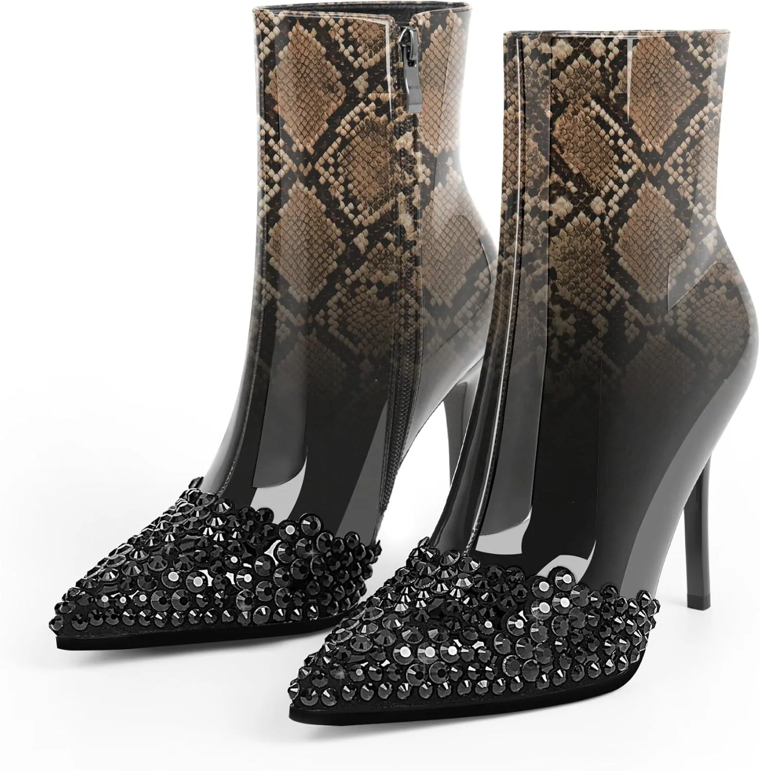 Women's High Heel Sexy Ankle Boots Rhinestone Pointed Toe Shoes