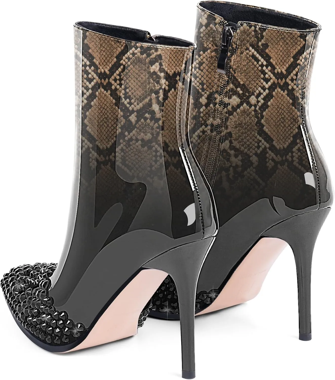 Women's High Heel Sexy Ankle Boots Rhinestone Pointed Toe Shoes