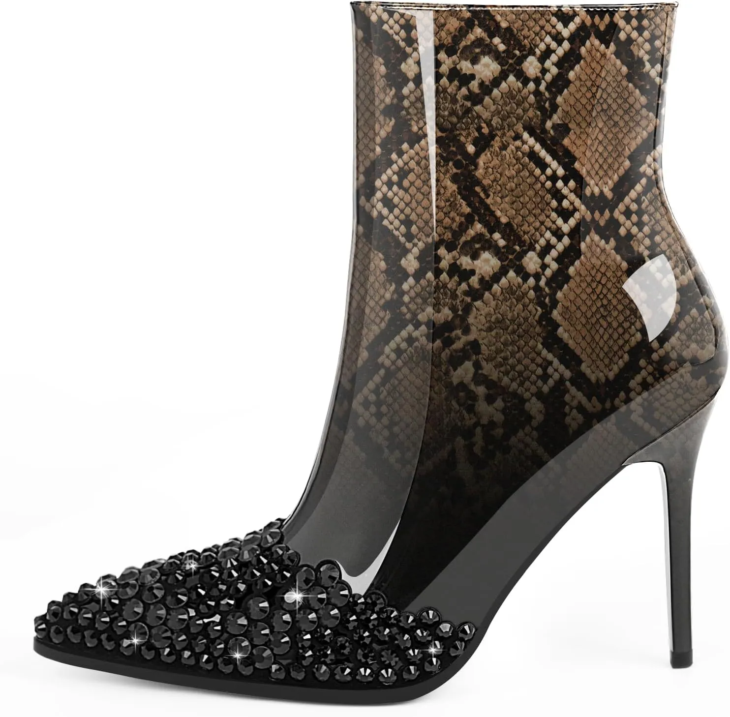 Women's High Heel Sexy Ankle Boots Rhinestone Pointed Toe Shoes