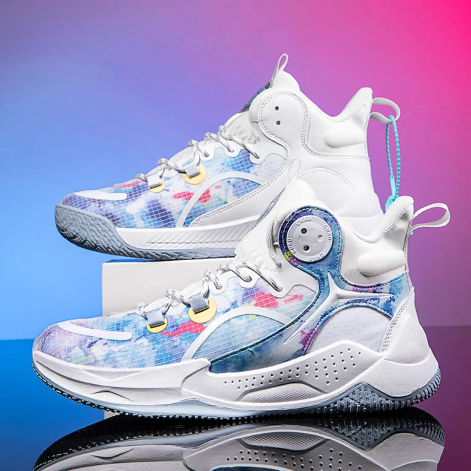 Womens High Top Fashion Graffiti Basketball Shoes Fashion Breathable Non-Slip Sneakers Comfortable Outdoor Running Training Sport Shoes
