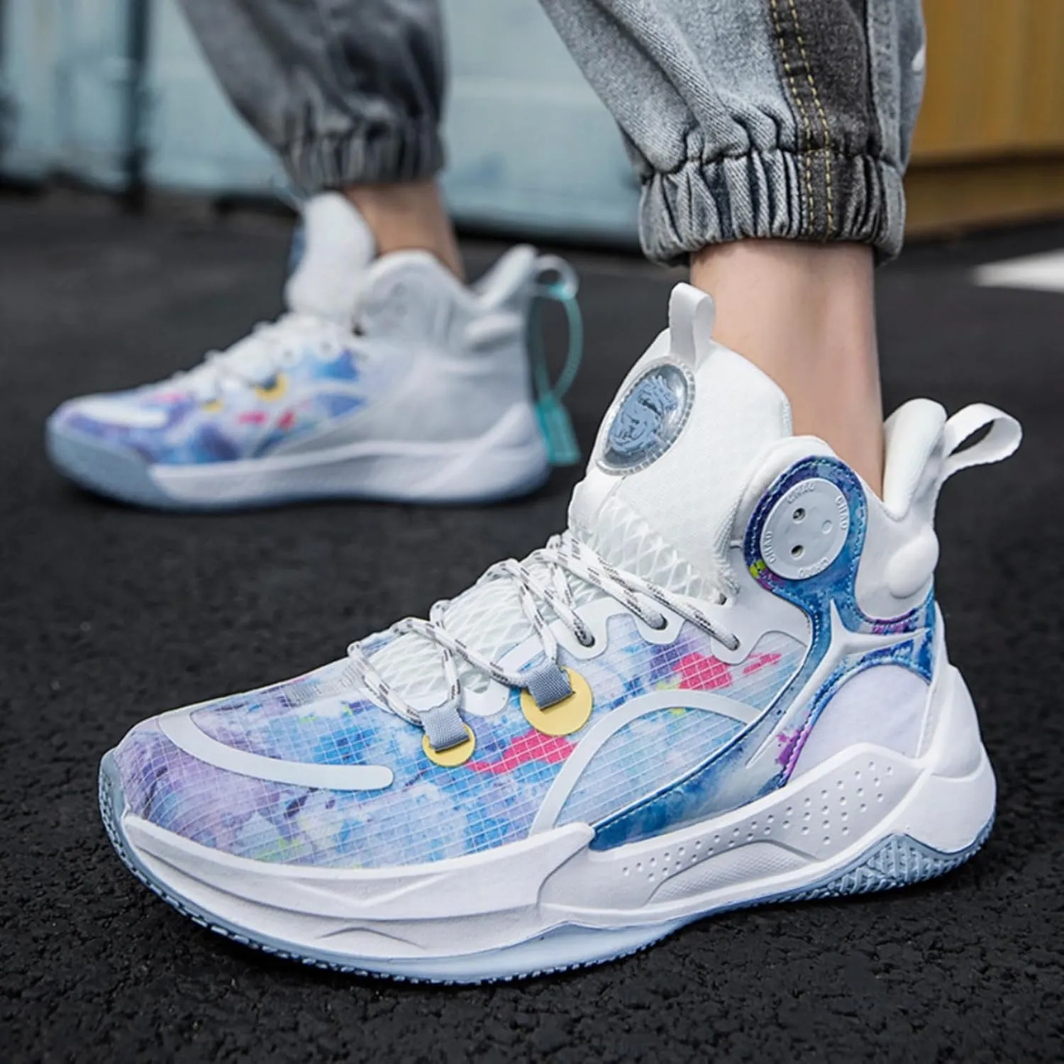 Womens High Top Fashion Graffiti Basketball Shoes Fashion Breathable Non-Slip Sneakers Comfortable Outdoor Running Training Sport Shoes