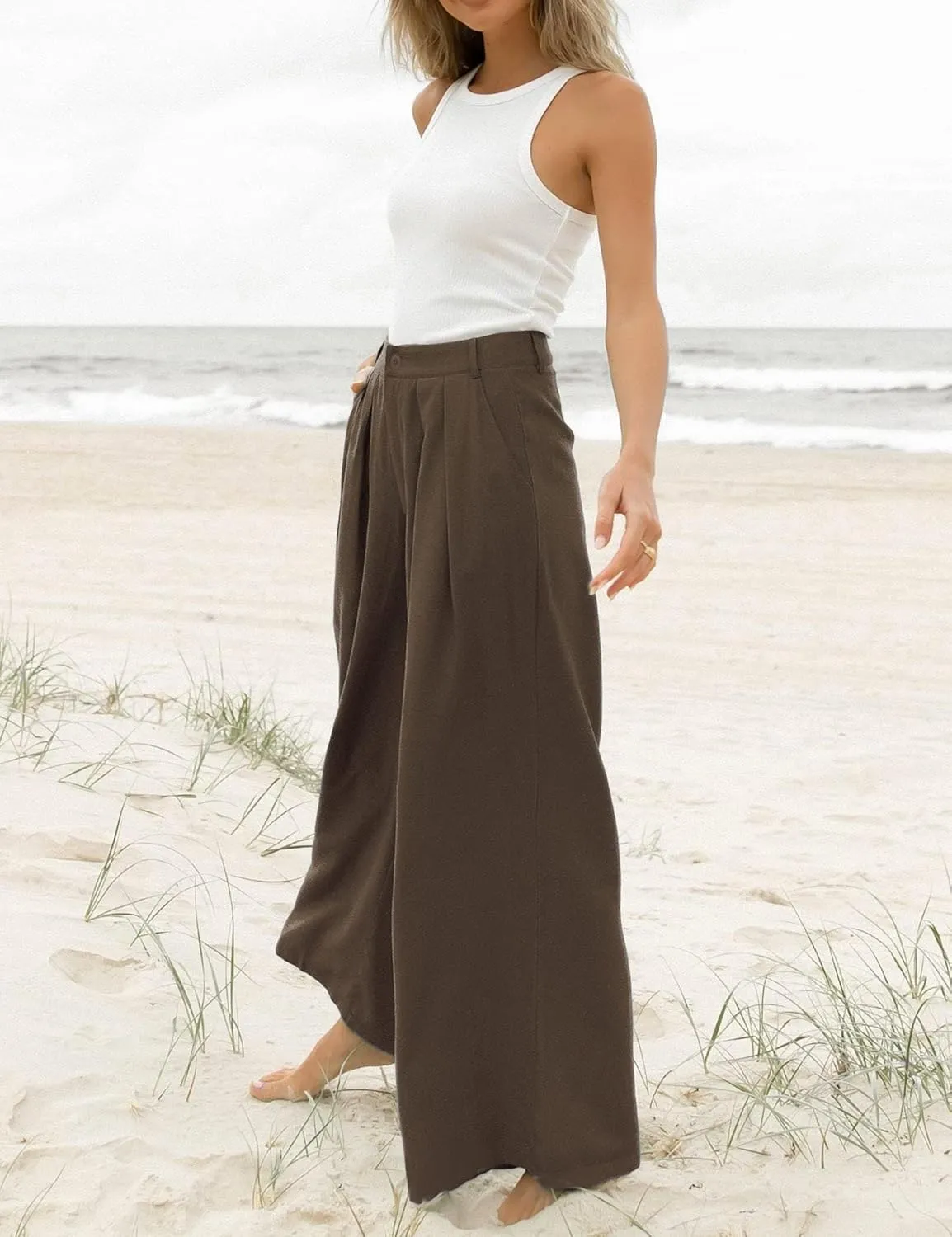 Women's High Waist Casual Wide Leg Palazzo Pants, Dress Pants for Women, Work Pants with Pockets for Women Office.