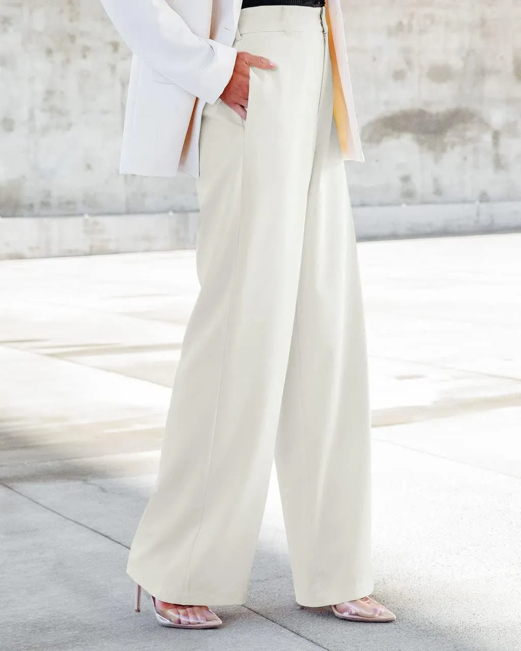 Women's High Waist Casual Wide Leg Palazzo Pants, Dress Pants for Women, Work Pants with Pockets for Women Office.