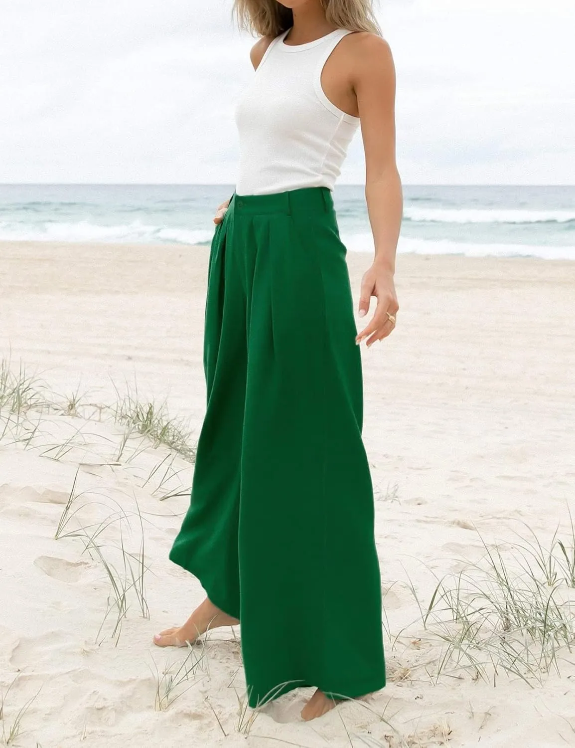 Women's High Waist Casual Wide Leg Palazzo Pants, Dress Pants for Women, Work Pants with Pockets for Women Office.