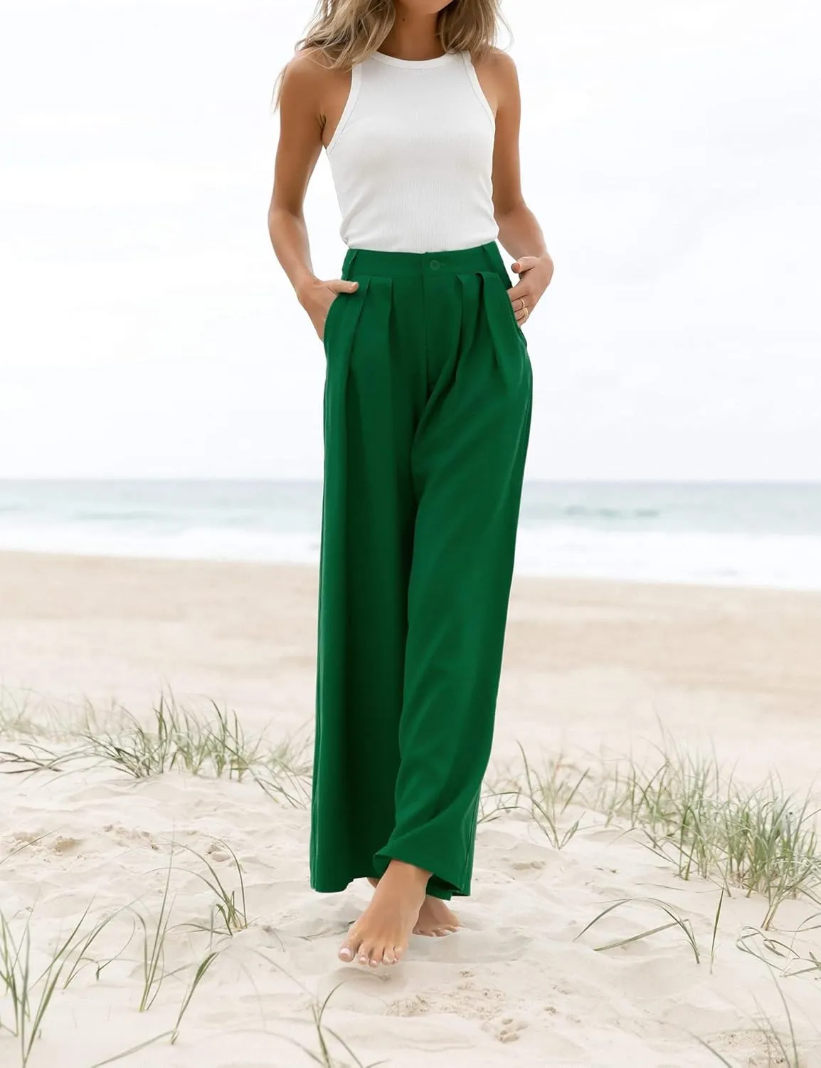 Women's High Waist Casual Wide Leg Palazzo Pants, Dress Pants for Women, Work Pants with Pockets for Women Office.