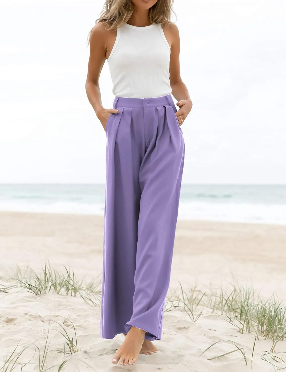 Women's High Waist Casual Wide Leg Palazzo Pants, Dress Pants for Women, Work Pants with Pockets for Women Office.