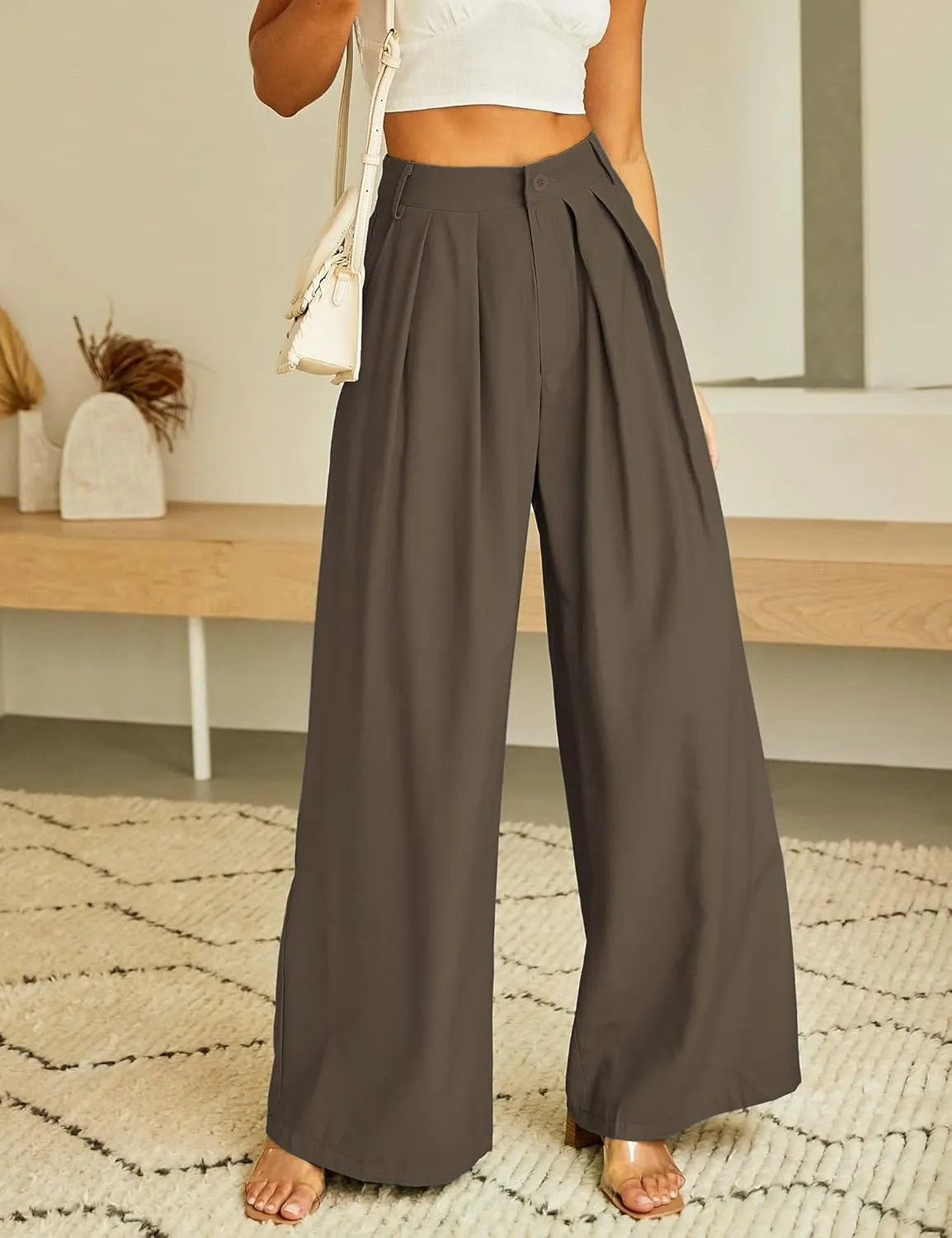 Women's High Waist Casual Wide Leg Palazzo Pants, Dress Pants for Women, Work Pants with Pockets for Women Office.