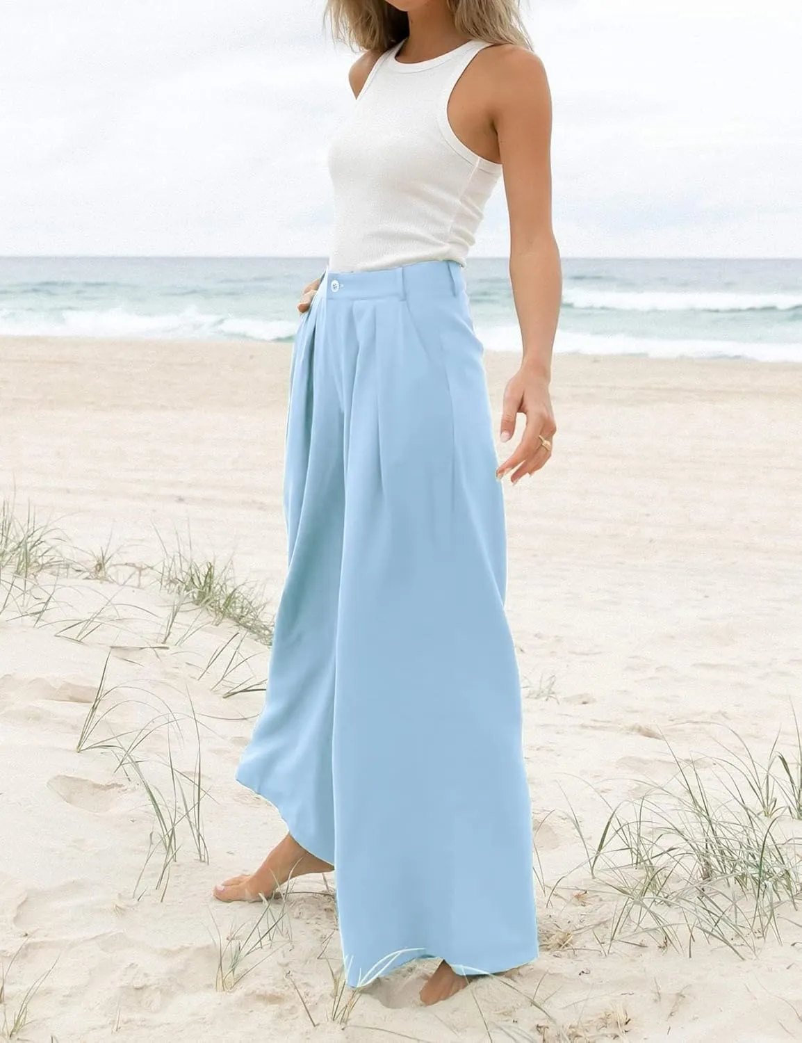 Women's High Waist Casual Wide Leg Palazzo Pants, Dress Pants for Women, Work Pants with Pockets for Women Office.