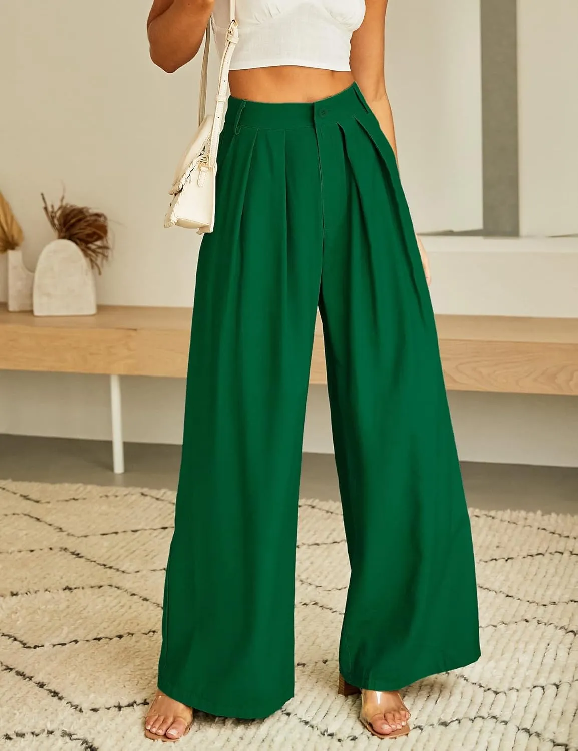 Women's High Waist Casual Wide Leg Palazzo Pants, Dress Pants for Women, Work Pants with Pockets for Women Office.