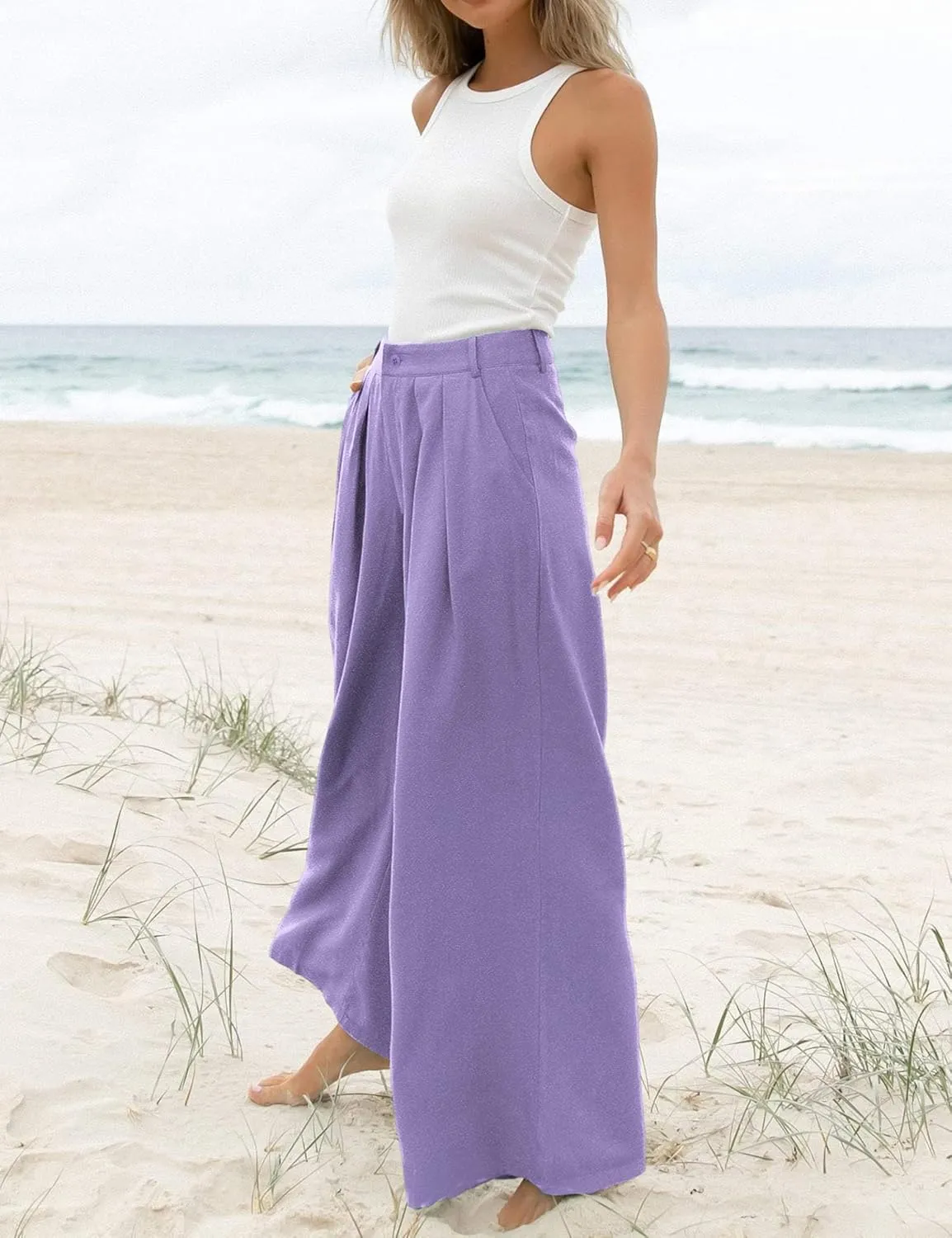 Women's High Waist Casual Wide Leg Palazzo Pants, Dress Pants for Women, Work Pants with Pockets for Women Office.