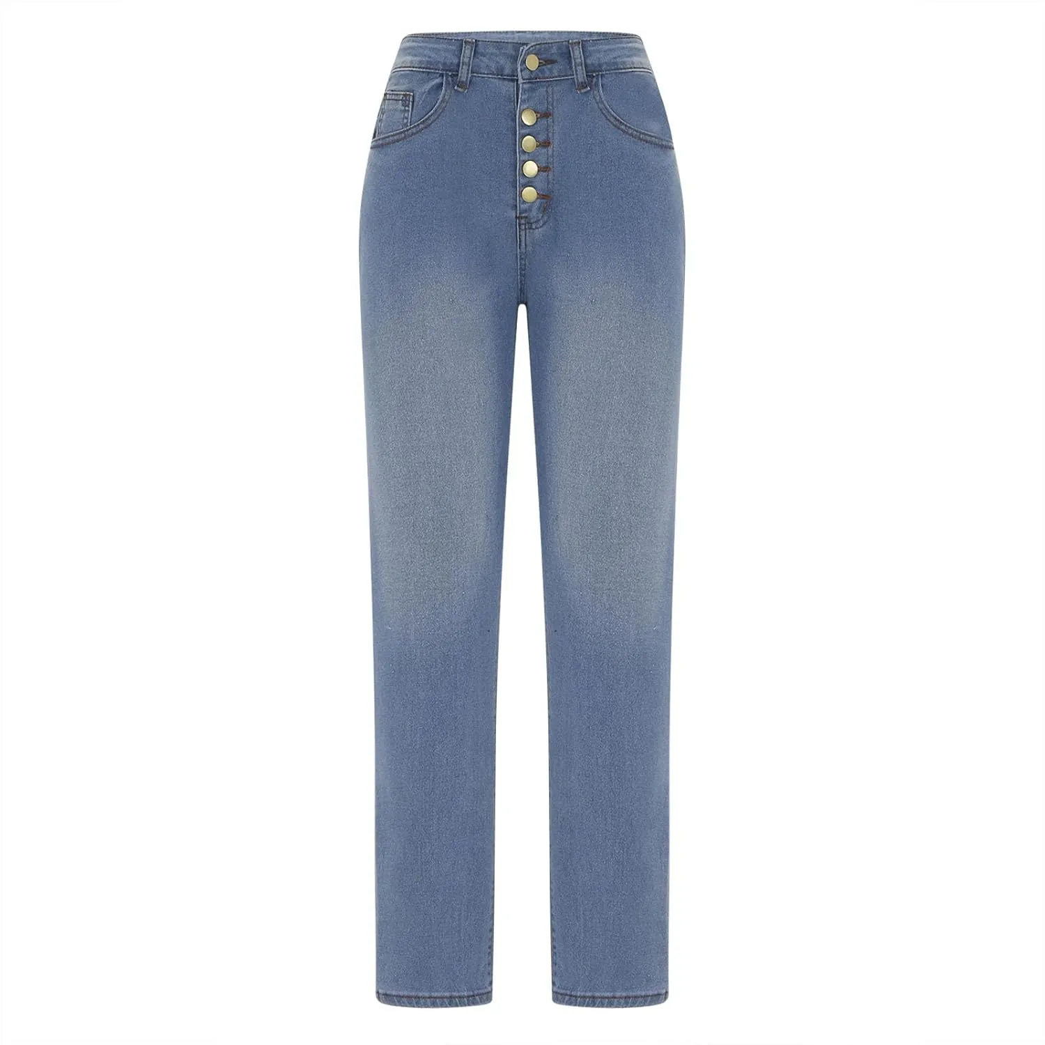 Womens High Waisted Jeans with Pockets Button Down Straight Leg Jeans Fall Comfy Stylish Denim Jeans for All Occasion