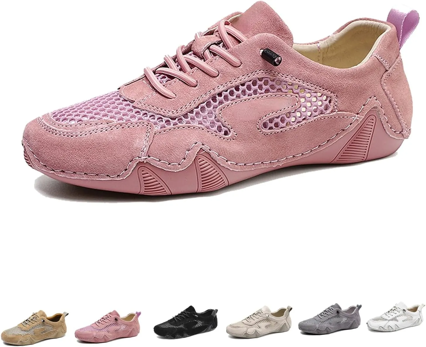 Women's Leather Outdoor Mesh Trail Shoes for Hiking & Walking Unisex Non-Slip Slip On Lightweight Sneakers Breathable Comfort Soft Summer Sports Driving Shoes