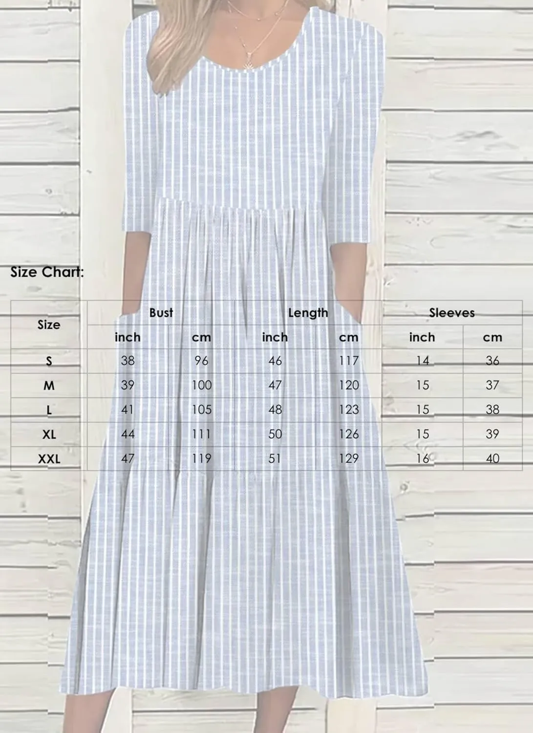 Women's Midi Dress Blue Striped Round Neck Half Sleeve Unique and Fresh 2025 Summer Spring Daily Commuting Dress