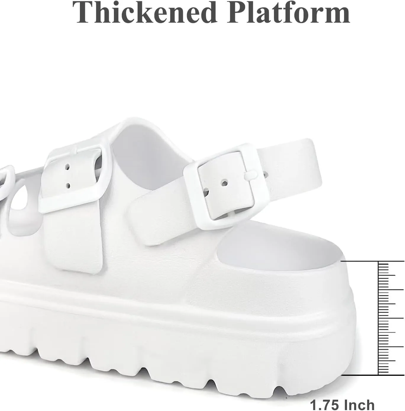 Womens Platform Sandals with Arch Support, Summer Beach Slides with Adjustable Buckle, Comfort Lightweight Chunky Cushion Slip on Sandal