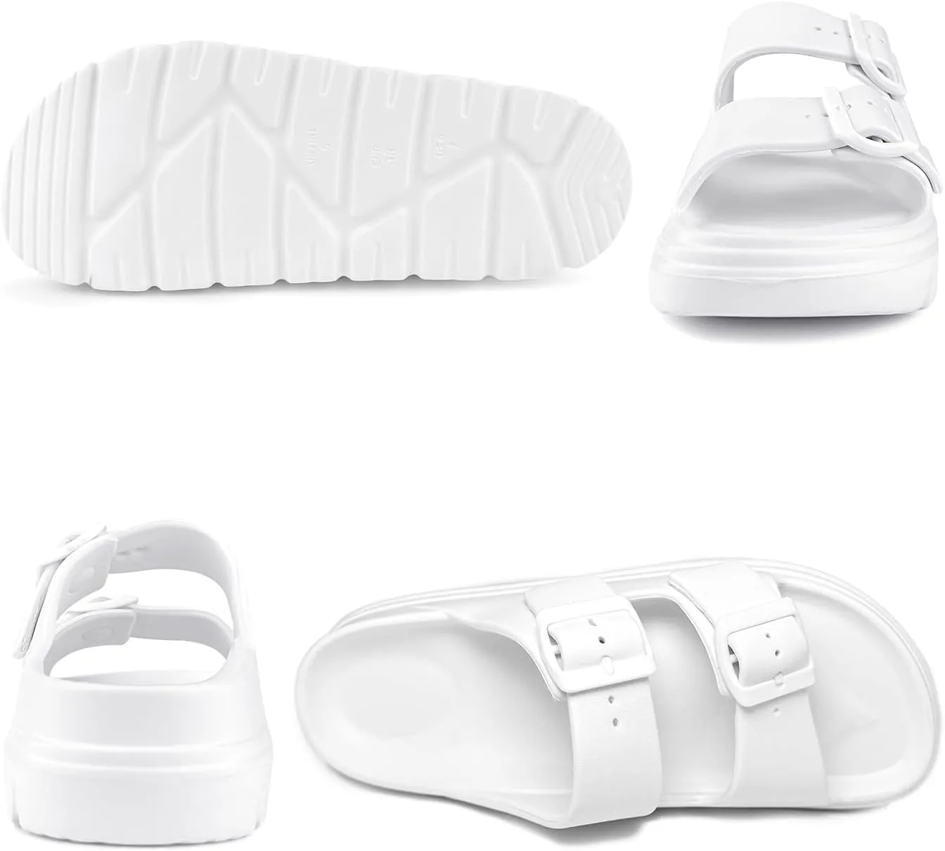 Womens Platform Sandals with Arch Support, Summer Beach Slides with Adjustable Buckle, Comfort Lightweight Chunky Cushion Slip on Sandal