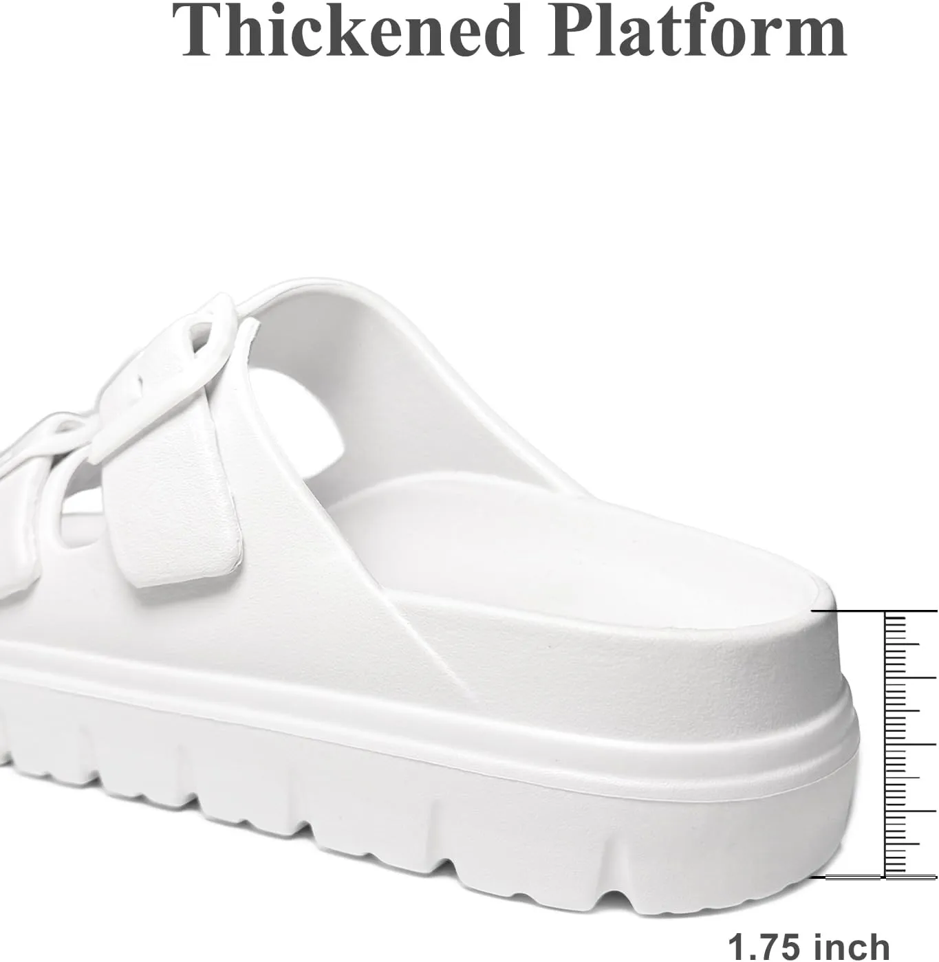 Womens Platform Sandals with Arch Support, Summer Beach Slides with Adjustable Buckle, Comfort Lightweight Chunky Cushion Slip on Sandal