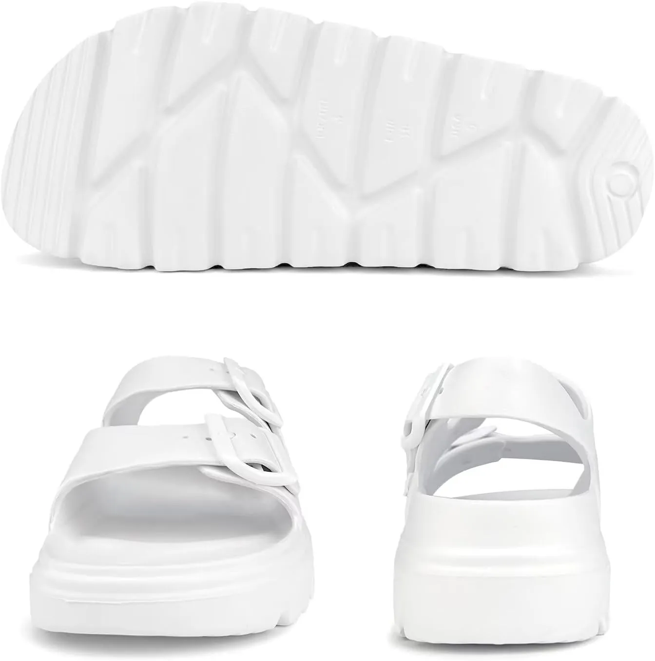 Womens Platform Sandals with Arch Support, Summer Beach Slides with Adjustable Buckle, Comfort Lightweight Chunky Cushion Slip on Sandal