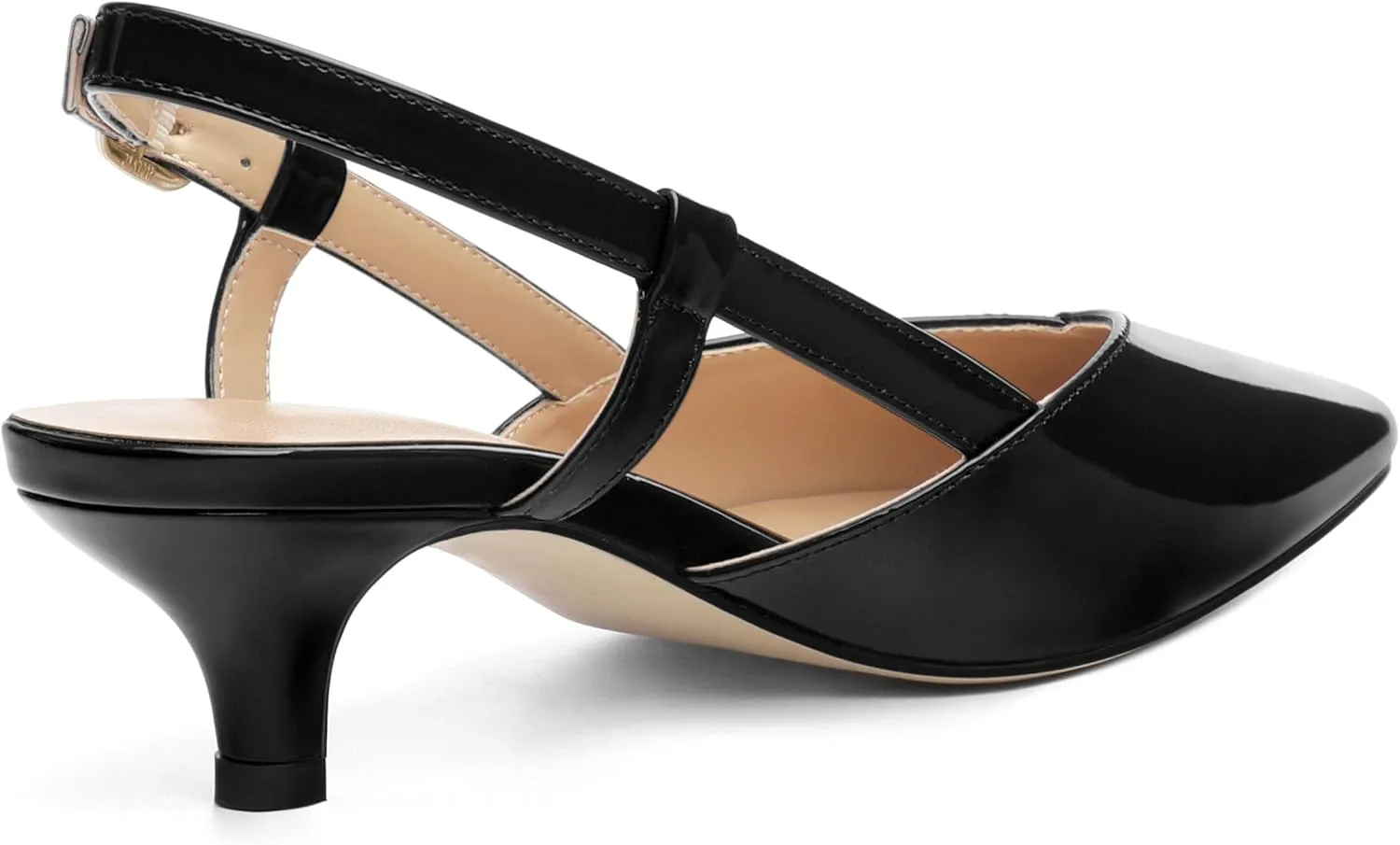 Womens Slingbacks Pumps Low Kitten Heel Pointed Toe Sandals Buckle Dress Shoes for Party Office Wedding 1.5 Inch