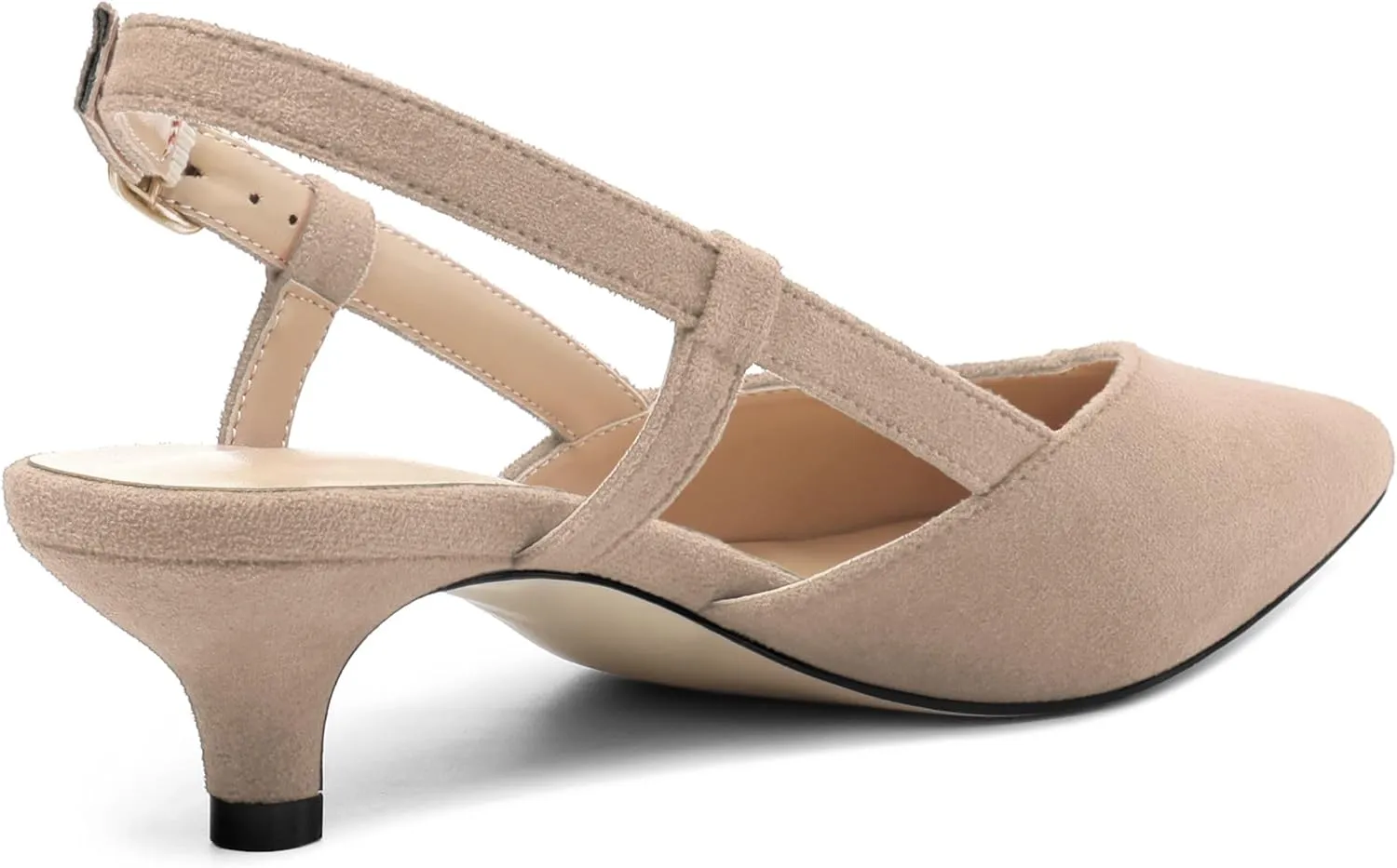 Womens Slingbacks Pumps Low Kitten Heel Pointed Toe Sandals Buckle Dress Shoes for Party Office Wedding 1.5 Inch