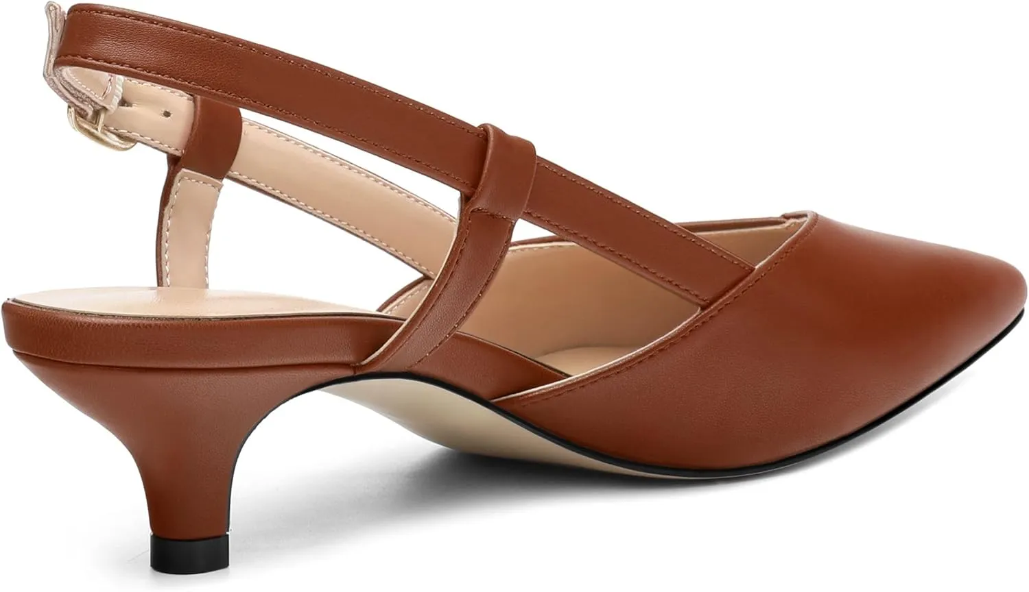 Womens Slingbacks Pumps Low Kitten Heel Pointed Toe Sandals Buckle Dress Shoes for Party Office Wedding 1.5 Inch