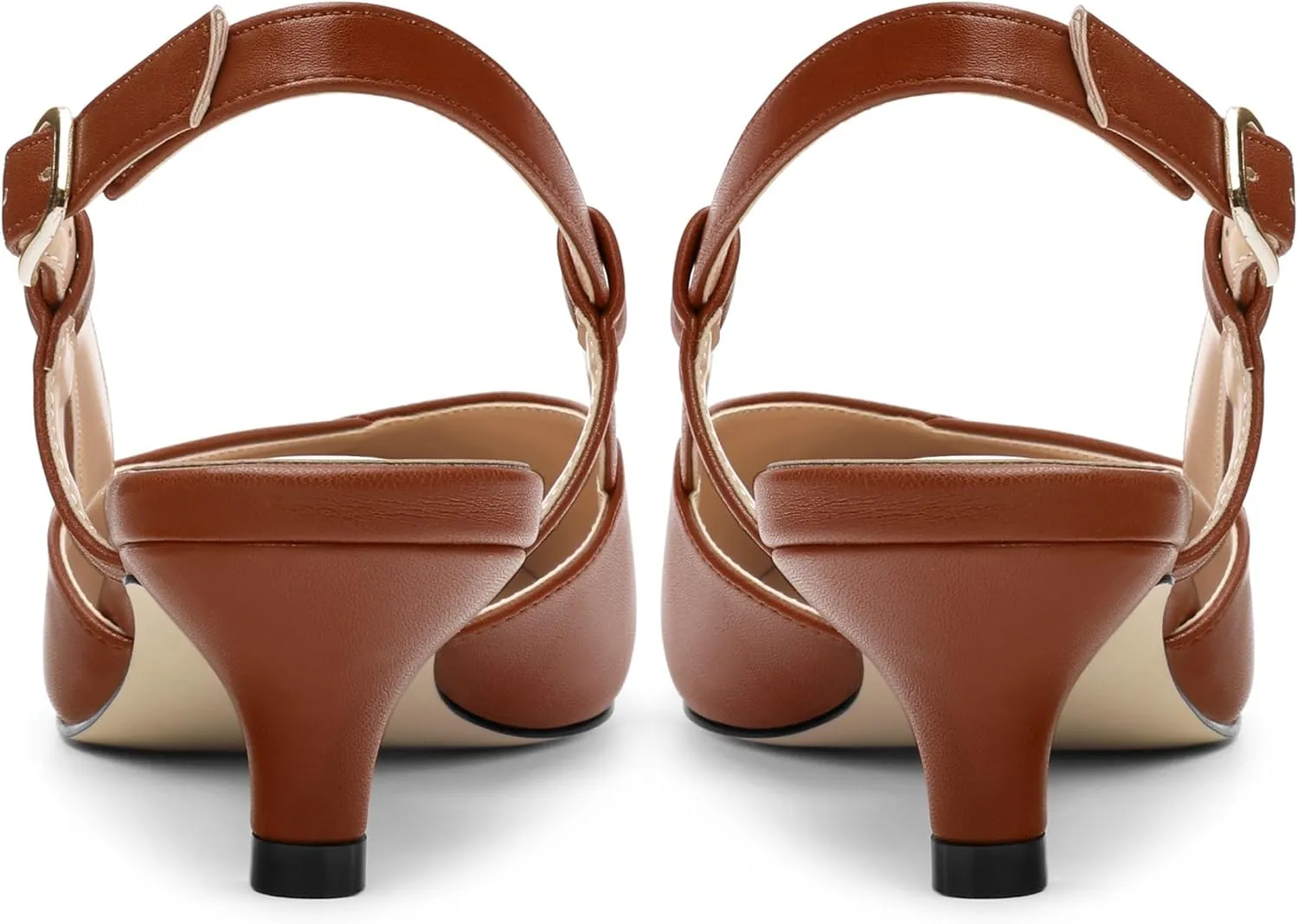 Womens Slingbacks Pumps Low Kitten Heel Pointed Toe Sandals Buckle Dress Shoes for Party Office Wedding 1.5 Inch