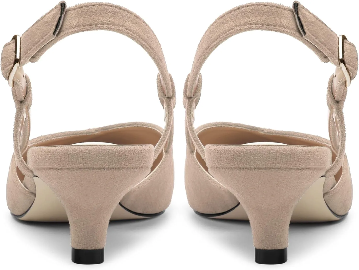 Womens Slingbacks Pumps Low Kitten Heel Pointed Toe Sandals Buckle Dress Shoes for Party Office Wedding 1.5 Inch