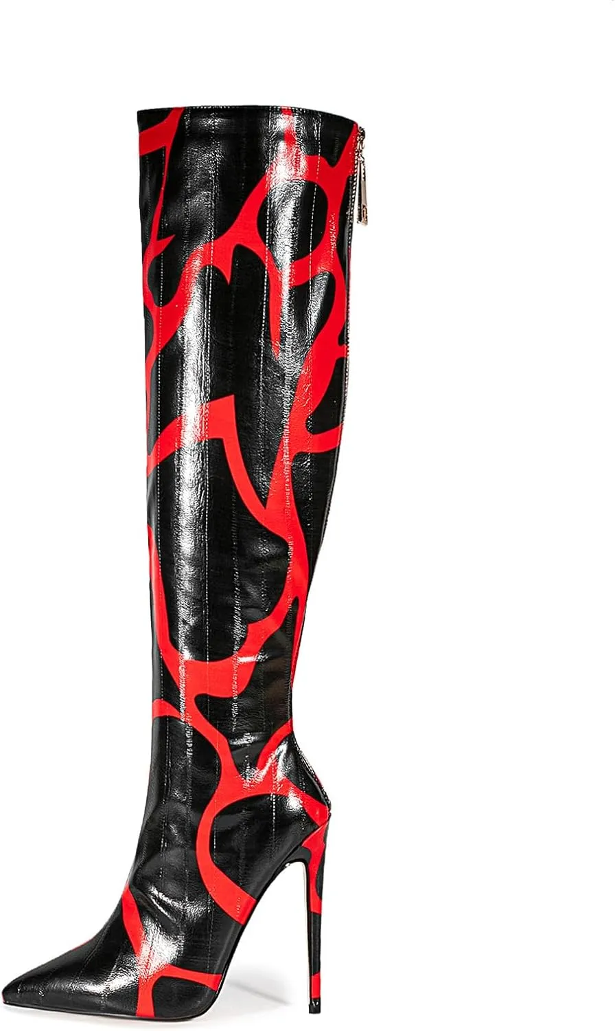 Women's Stiletto Knee High Boots Ladies Boot Pointed Toe Hight Heels Shoes Zebra Print Suitable for Fashionable Parties