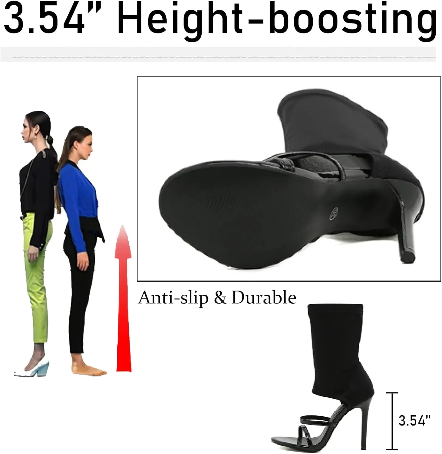Women's Stretchy Cloth High Top Two Strapy Stiletto Gladiator Sandals Sexy Open Toe High Heel Summer Elastic Ankle Boot Sandals for Summer Dress Wedding Party Daily Wear Shoes