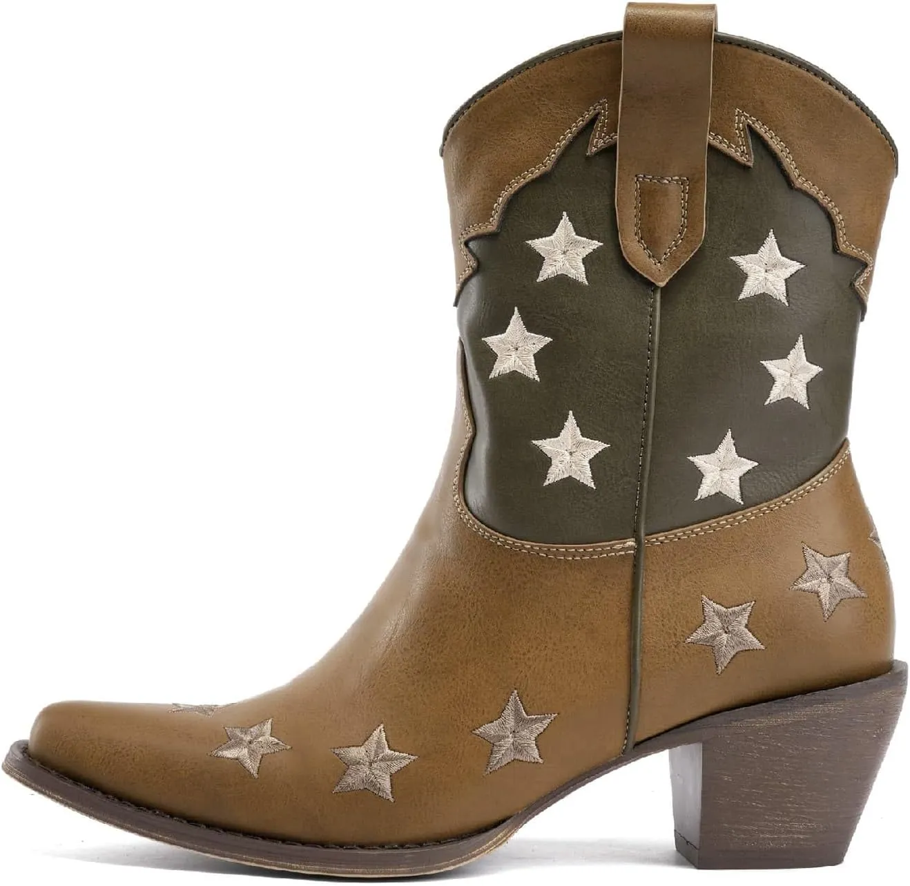 Women's Western Knee-high Boot Cowboy Boots for Women Cowgirl Mid Calf Boots Floral Embroidery Pointed Toe Chunky Heel 2.5" Ladies Western Boot